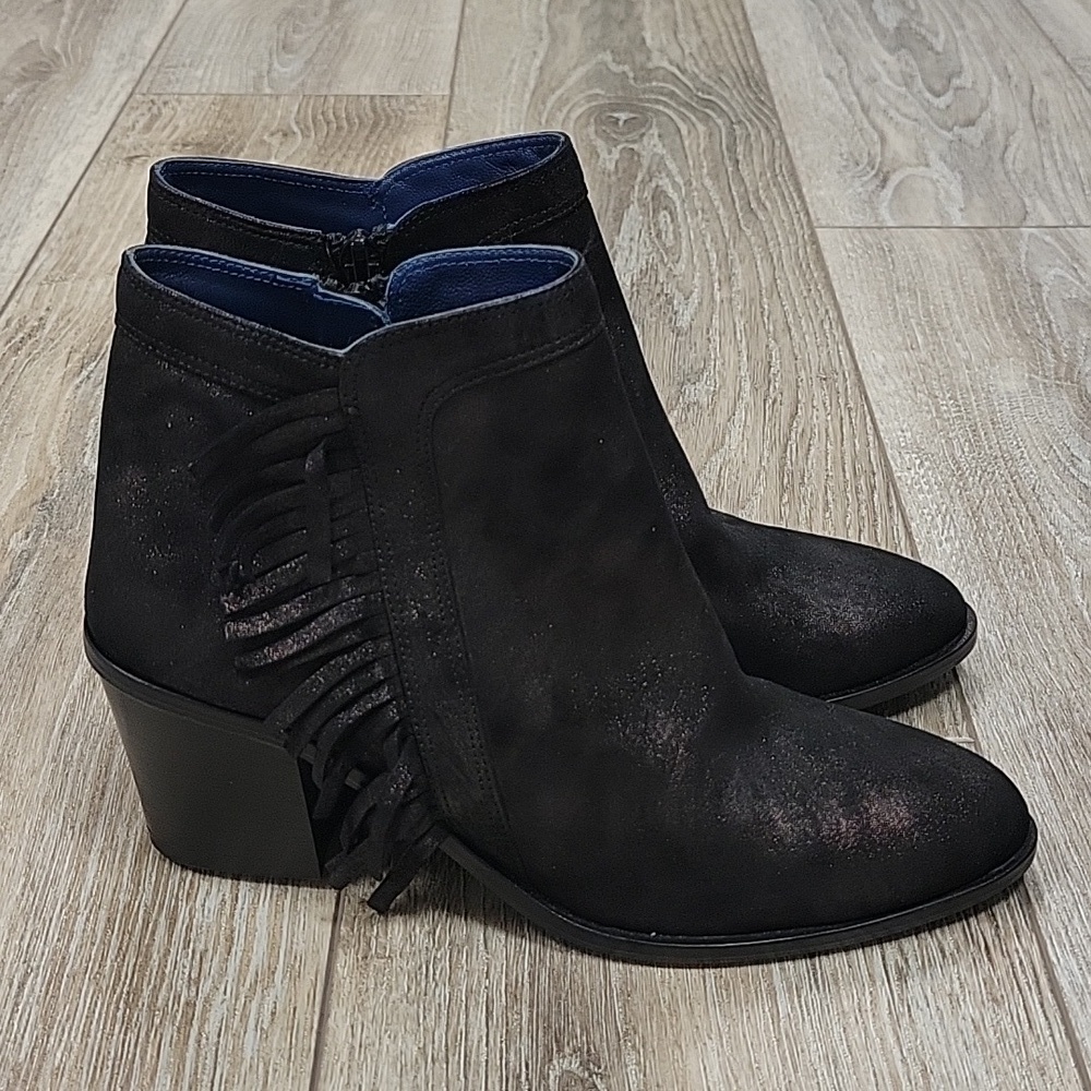 Valentina Rangoni Size 6 1/2 Black Suede Fringe Bootie - Picture 5 of 11